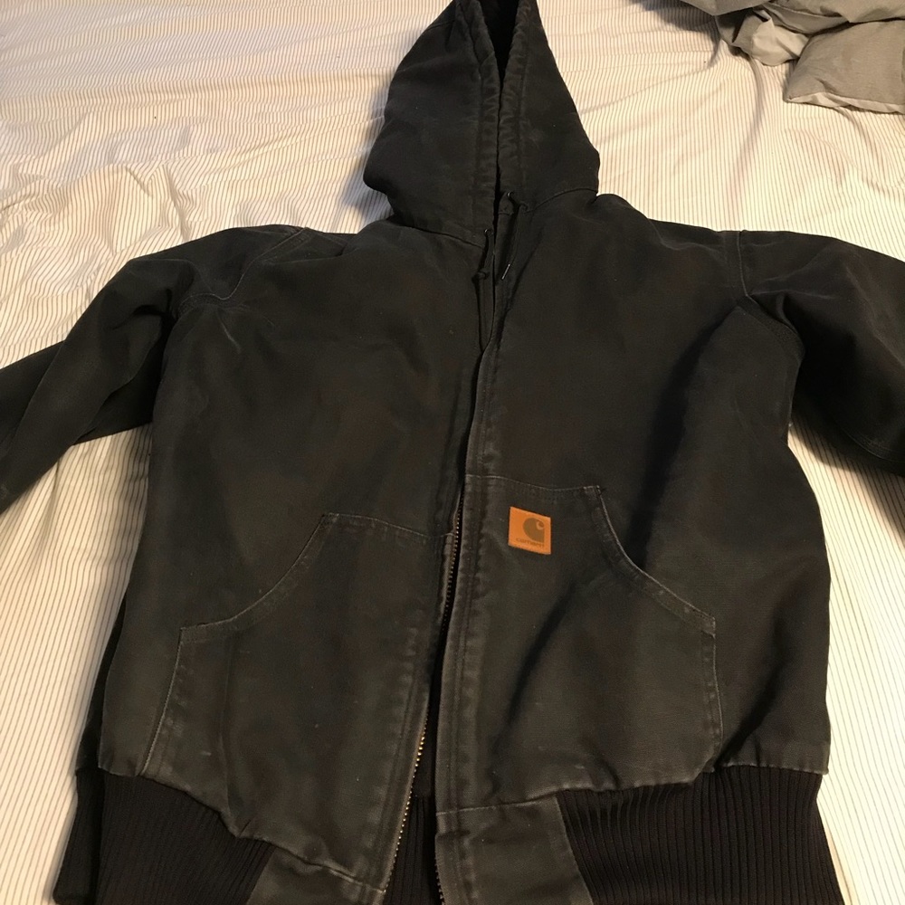 Carhartt Black Hooded Lined Work Jacket